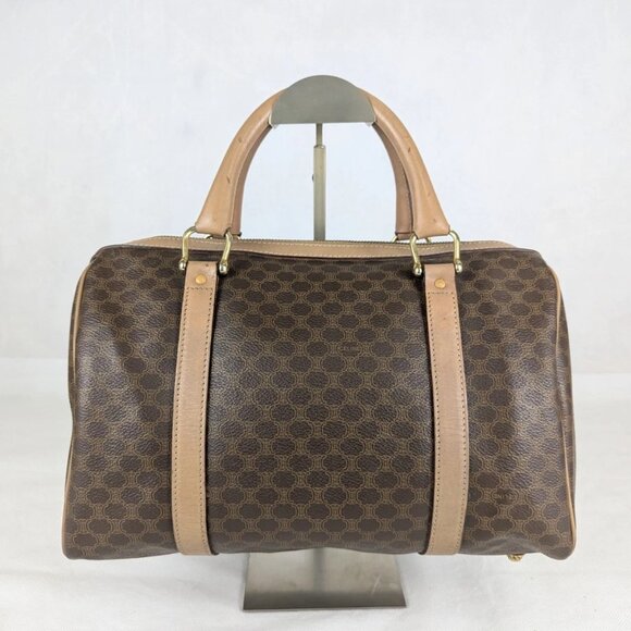 Authentic Vintage Celine Macadam Boston Leather Bag Brown Made in Italy - Picture 2 of 16